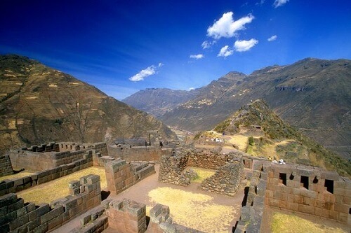 Pisac, Cusco - Peru: Ancient Inca ruins overlooking the Sacred Valley.