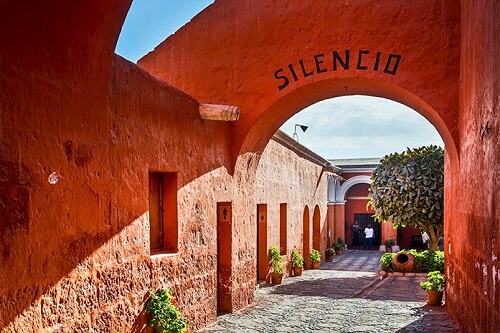 Santa Catalina Monastery, Arequipa - Historic Spanish colonial monastery with vibrant colors.